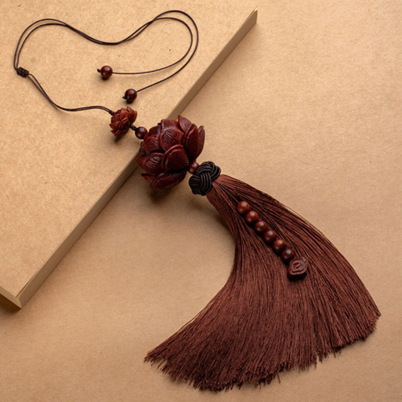 Small Leaf Red Sandalwood Zen Decor | Luck & Protection Tassel