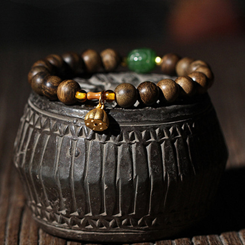 8mm Brunei Agarwood Lotus Peace & Strength Bracelet