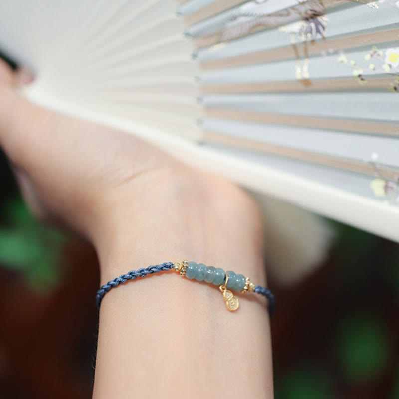 925 Sterling Silver Jade Fu Character Luck Bracelet