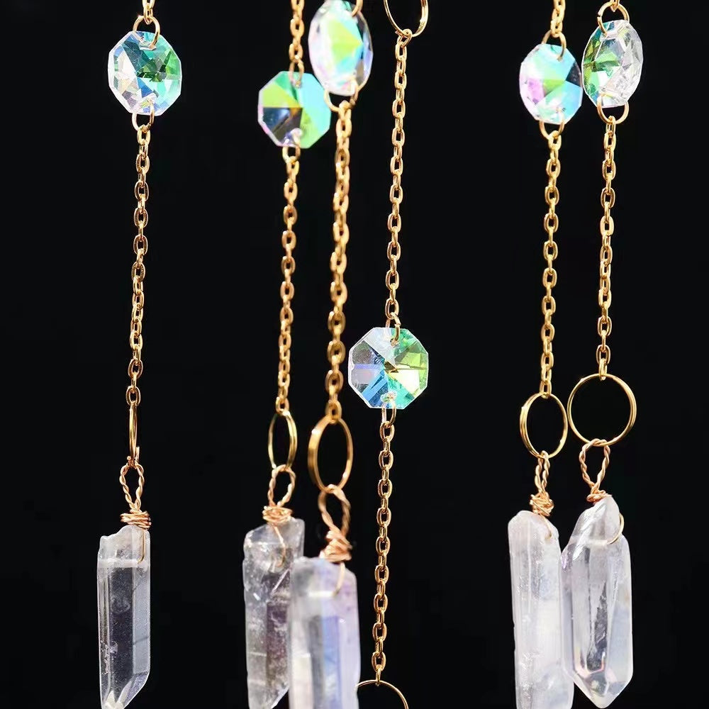 50cm Crystal Suncatcher Hanging with Clear Quartz or Rose Quartz