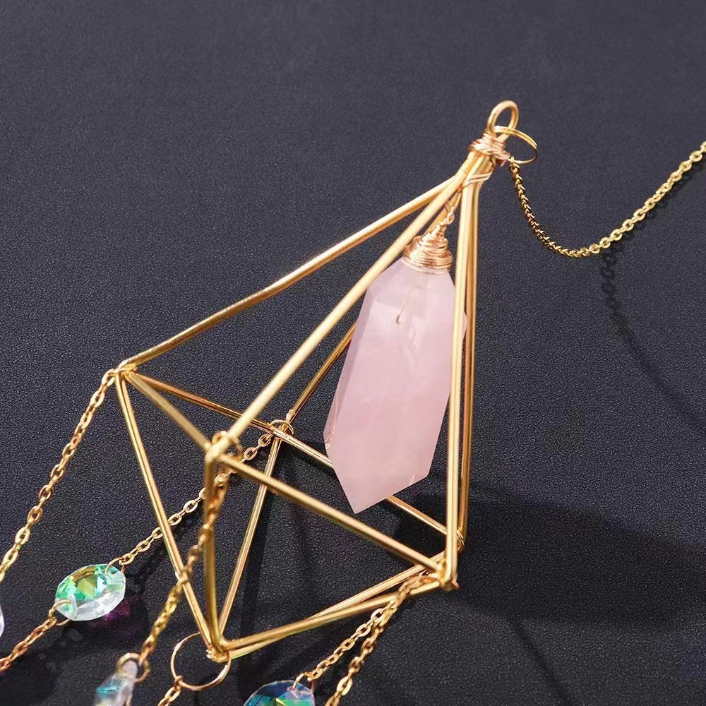 50cm Crystal Suncatcher Hanging with Clear Quartz or Rose Quartz