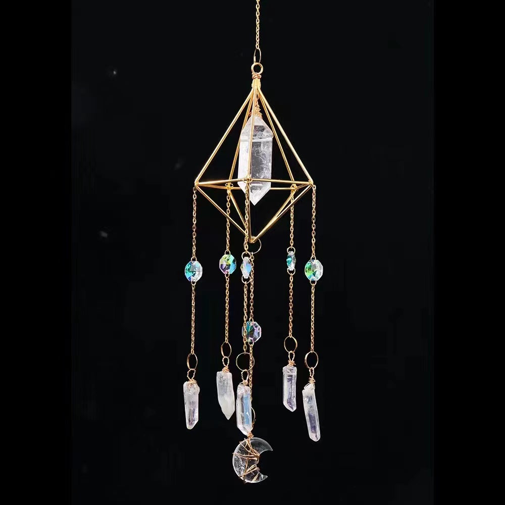 50cm Crystal Suncatcher Hanging with Clear Quartz or Rose Quartz
