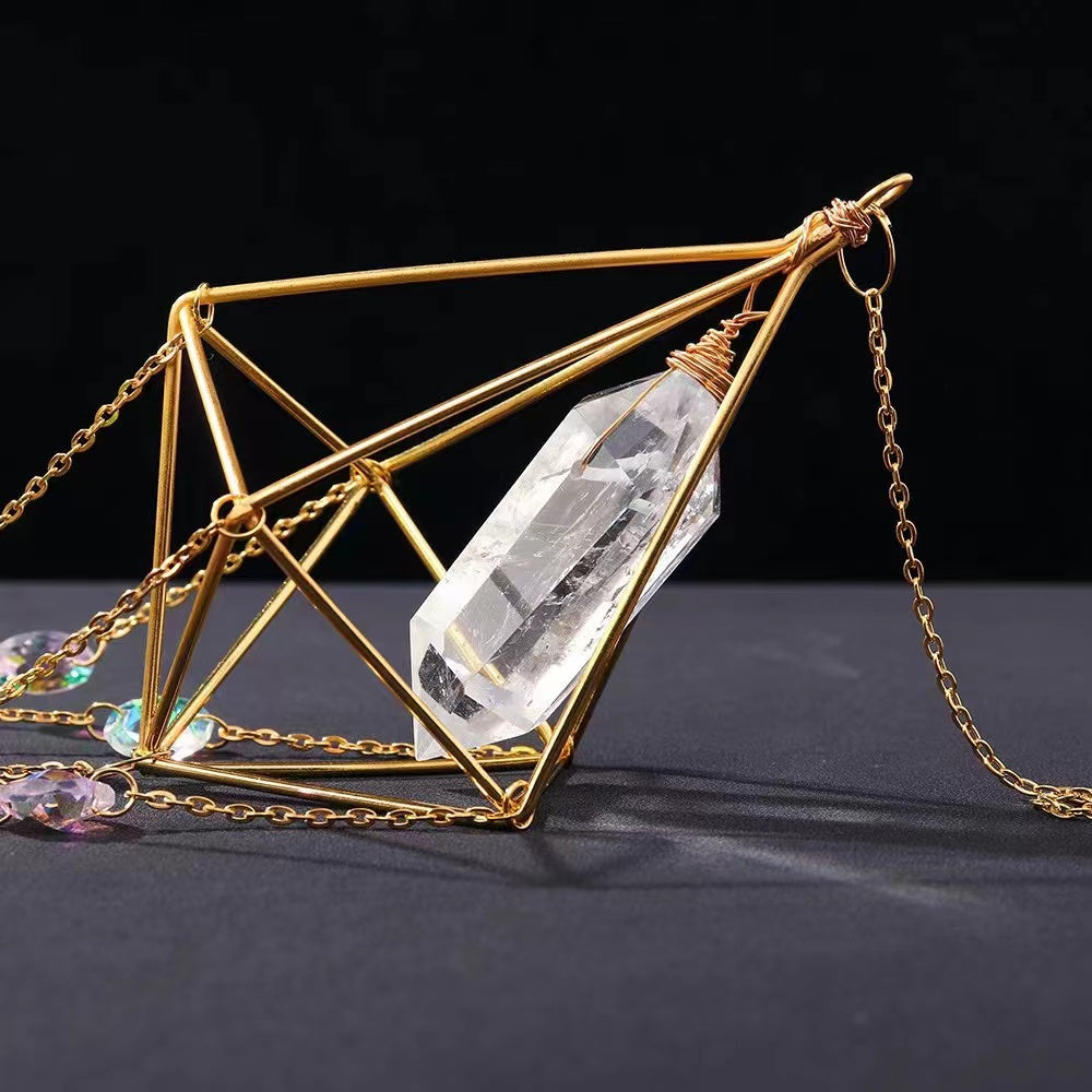 50cm Crystal Suncatcher Hanging with Clear Quartz or Rose Quartz
