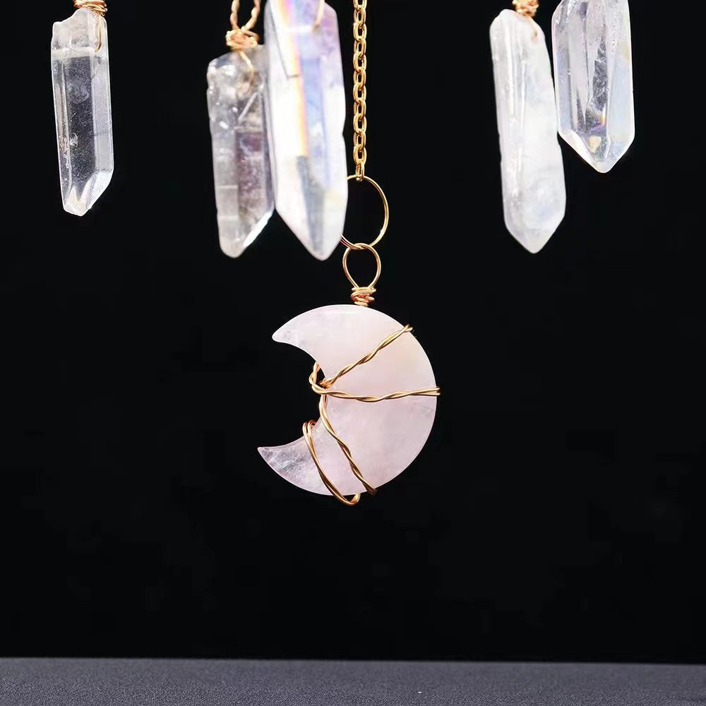 50cm Crystal Suncatcher Hanging with Clear Quartz or Rose Quartz