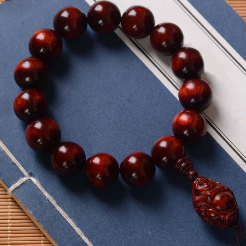 15mm Small Leaf Red Sandalwood Buddha Protection Bracelet