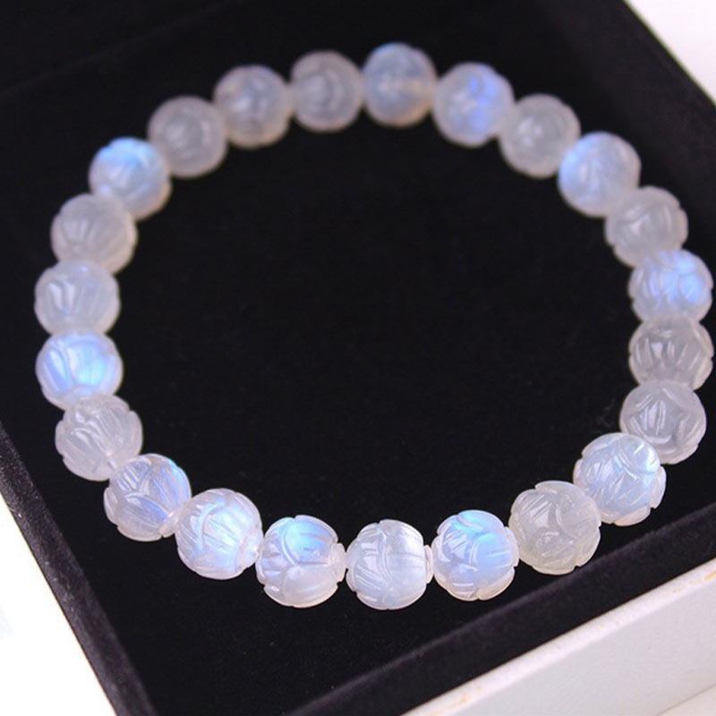 8mm Moonstone Bracelet Lotus Love for Calm & Healing