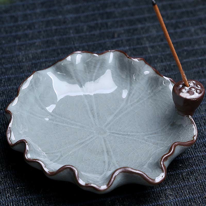 Ceramic Lotus Backflow Incense Burner for Meditation