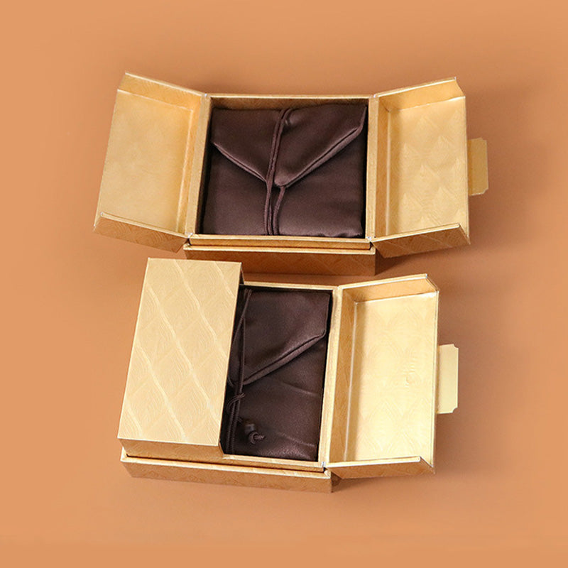 Gold Zen Jewelry Storage Box with Feather Pattern