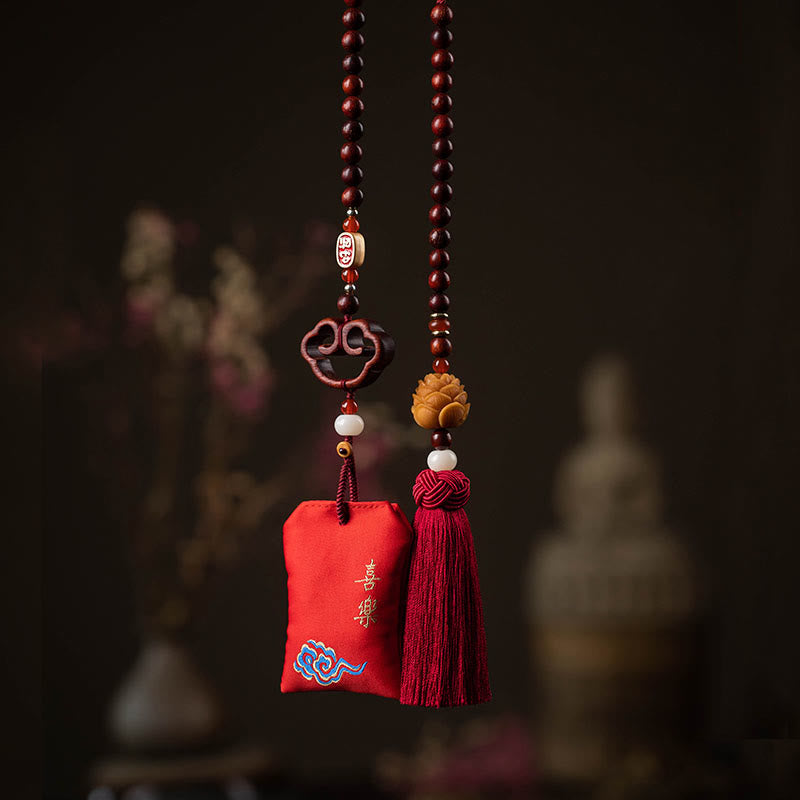 Tibetan Red Sandalwood Lotus Sachet Car Hanging Decoration