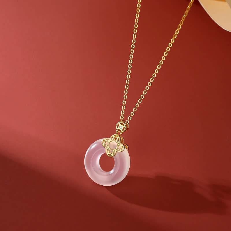 925 Sterling Silver Chalcedony Peace Buckle Necklace