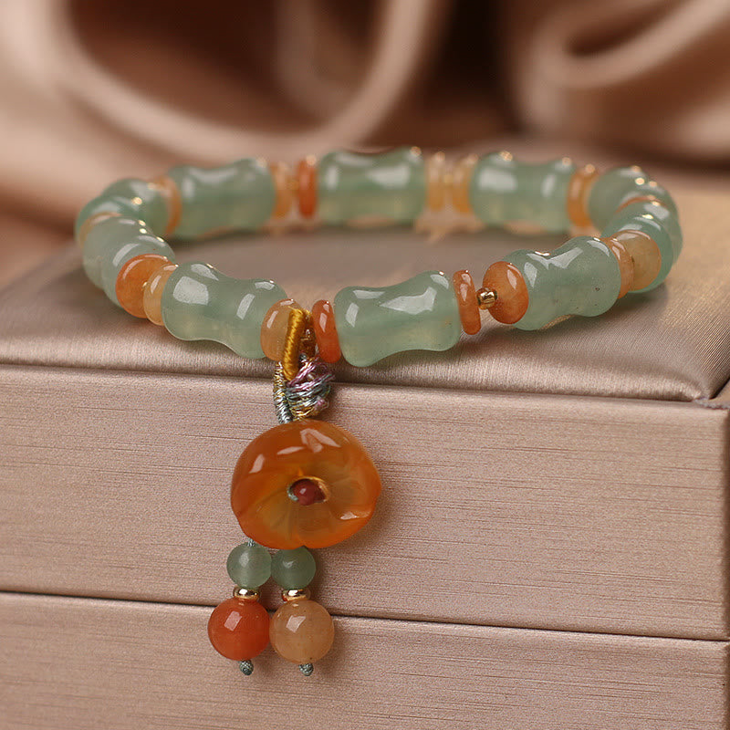 Jade Bamboo Flower Luck Bracelet for Prosperity & Growth