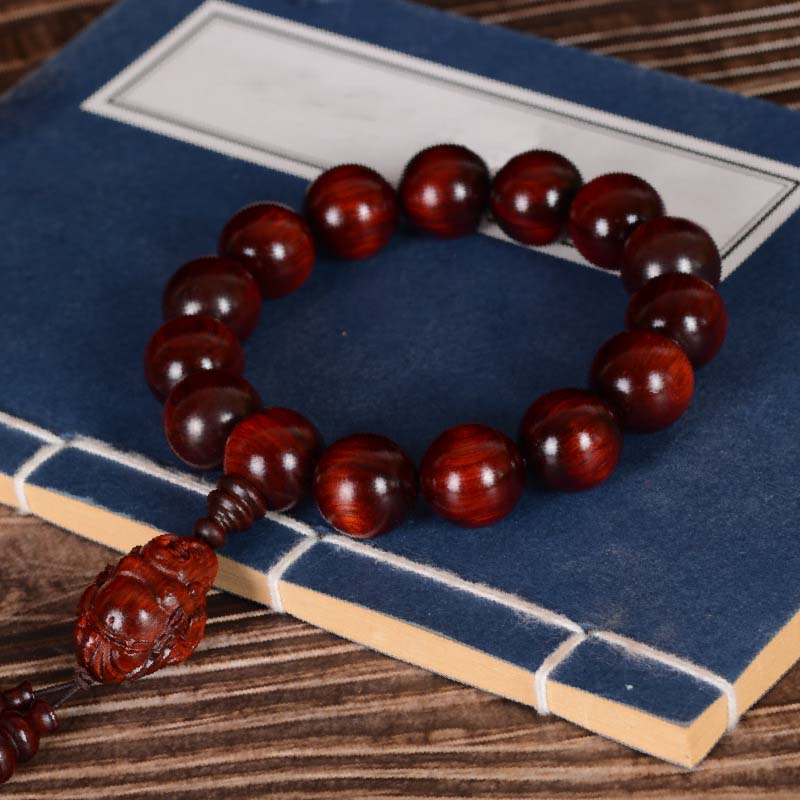 15mm Small Leaf Red Sandalwood Buddha Protection Bracelet