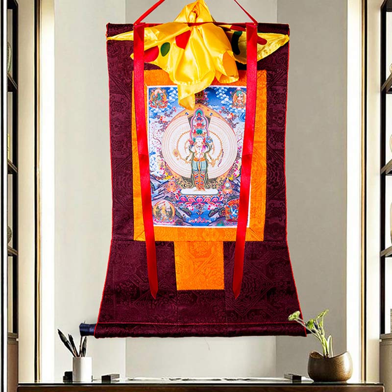 Tibetan Avalokitesvara Thangka Wall Decor 60cm Blessing