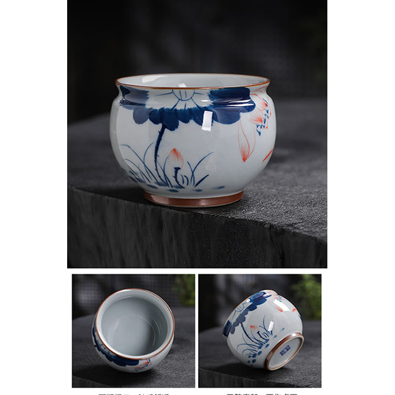Zen Lotus Bamboo Ceramic Teacup for Meditation & Renewal