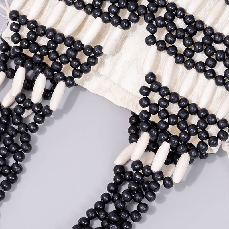 Hand-woven Round Wooden Beads Shoulder Bag | Spiritual Accessory