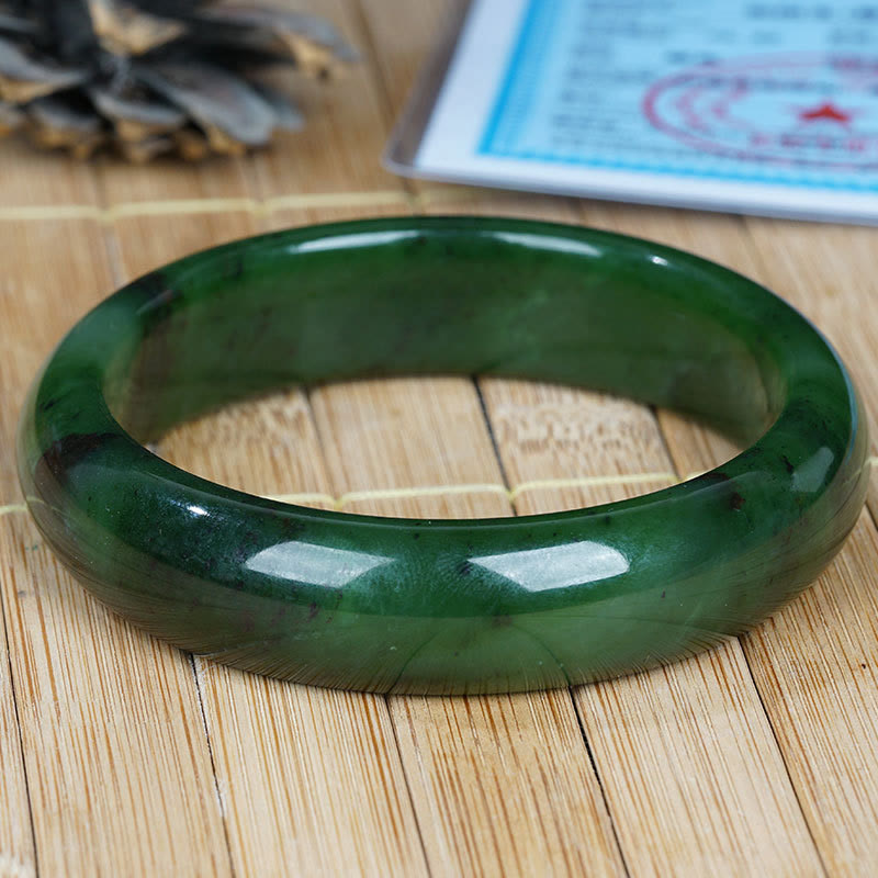 Natural Hetian Cyan Jade Bracelet for Success & Happiness 56mm