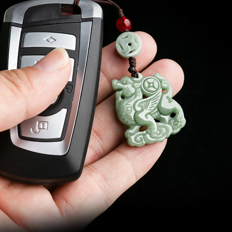 Natural Jade Kirin Prosperity Hanging Decoration for Phone