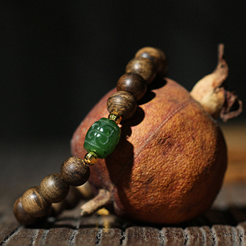 8mm Brunei Agarwood Lotus Peace & Strength Bracelet
