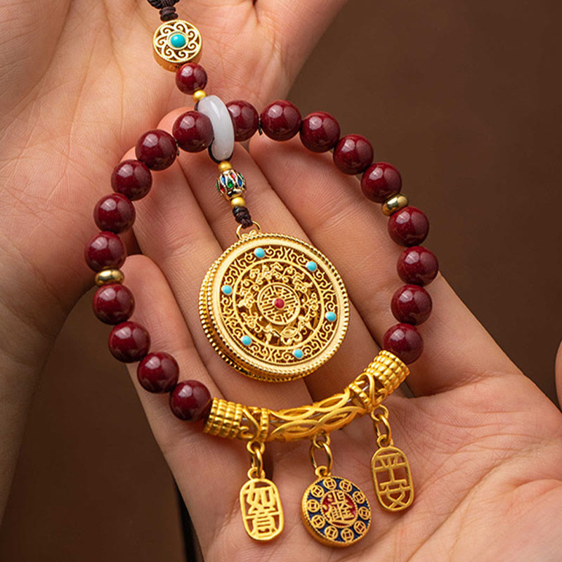 Natural Cinnabar Ruyi Car Hanging Decoration for Peace