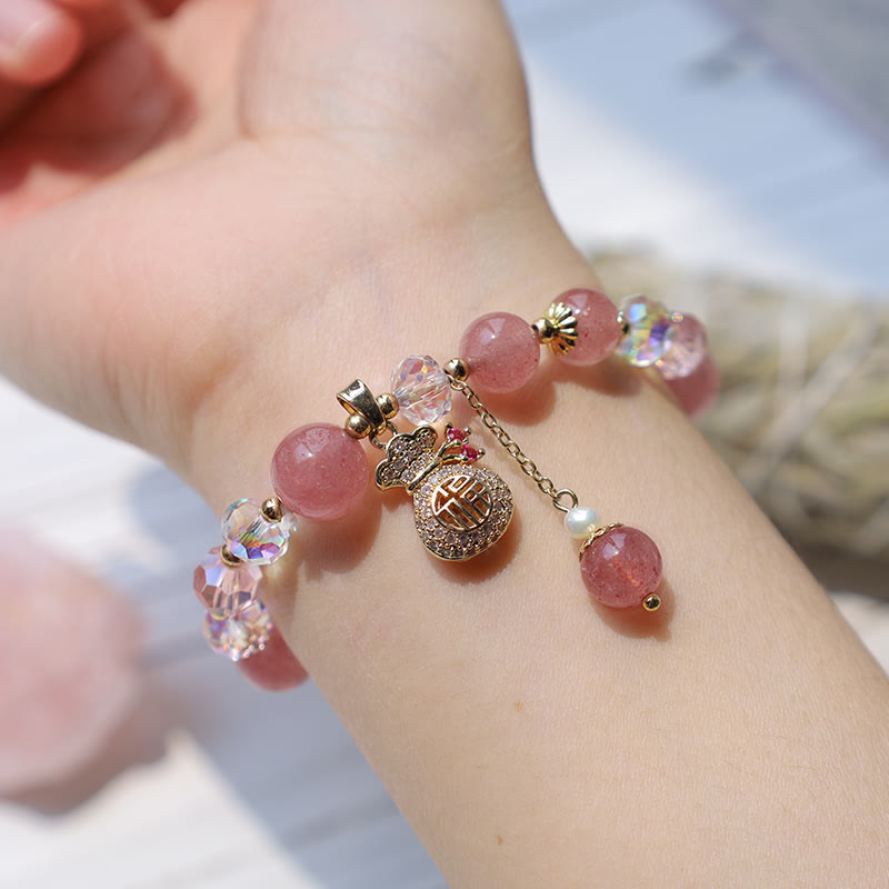 8mm Strawberry Quartz Spiritual Bracelet for Love & Healing