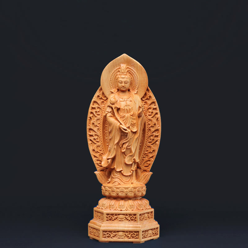 Mahasthamaprapta Bodhisattva Thuja Wood Optimistic Buddha Statue
