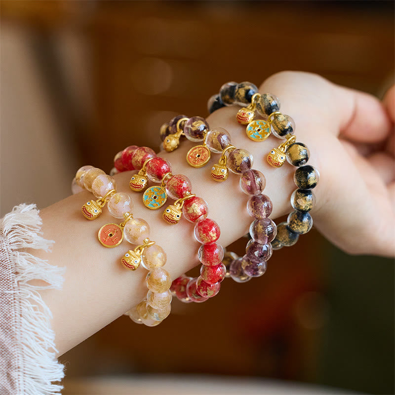 10mm Liuli Glass Fortune Bracelet For Good Luck Charm