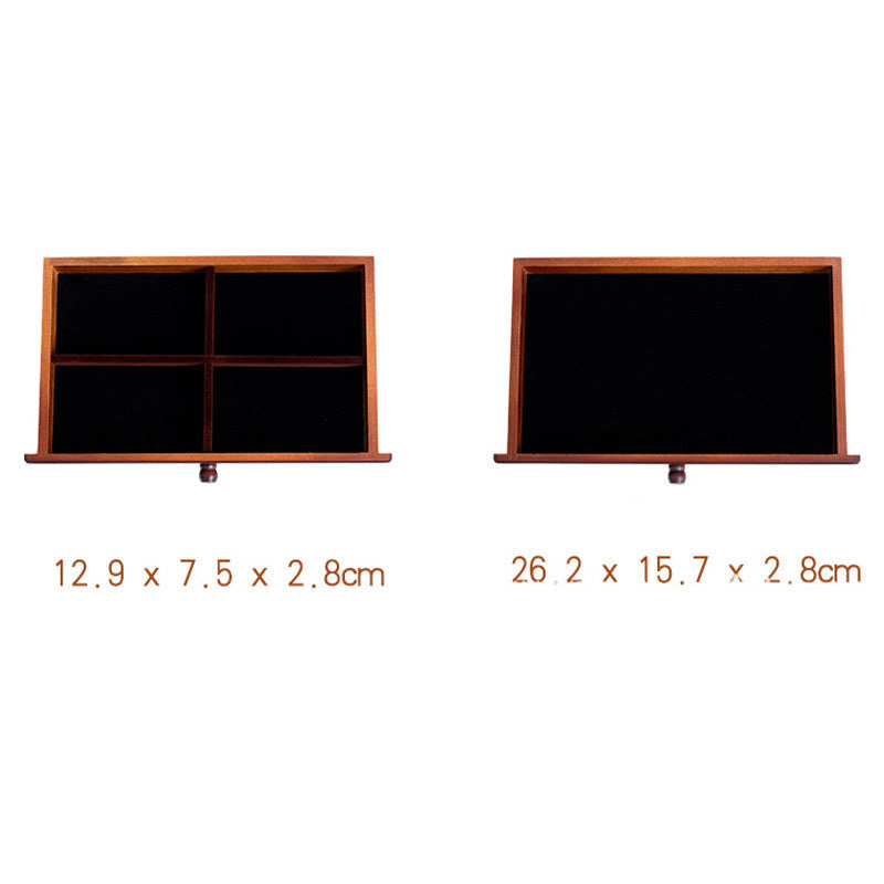 Six-Layer Wooden Jewelry Box with Vintage Plum Blossom Carvings