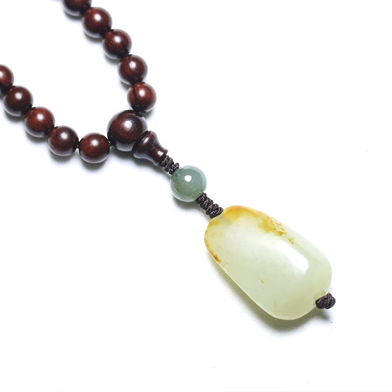 6mm Small Leaf Red Sandalwood Jade Wood Mala Bracelet for Meditation