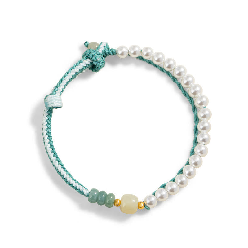 Hetian Jade Sterling Silver & Pearl Abundance Bracelet