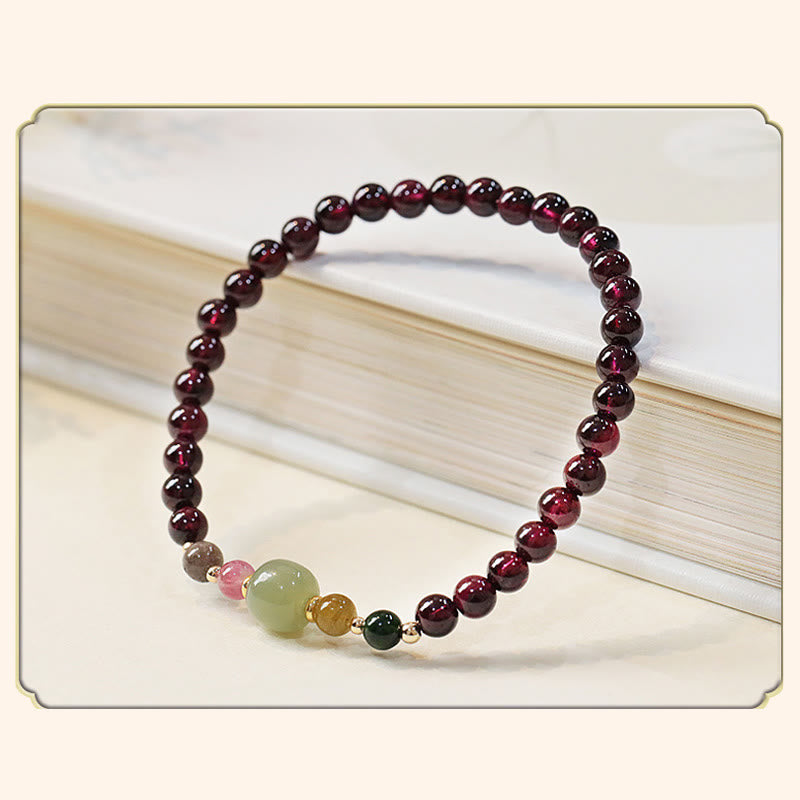 Garnet Hetian Jade Passion Bracelet 14-16cm Wrist