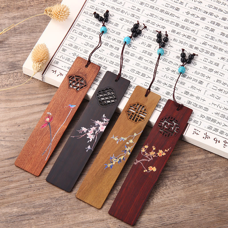 Wooden Four Seasons Bookmarks Set | Zen Decor Gift