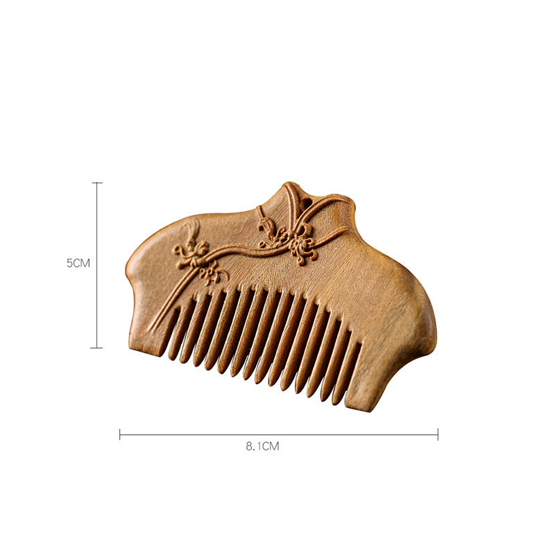 Green Sandalwood Comb with Flower Pattern for Soothing Peace