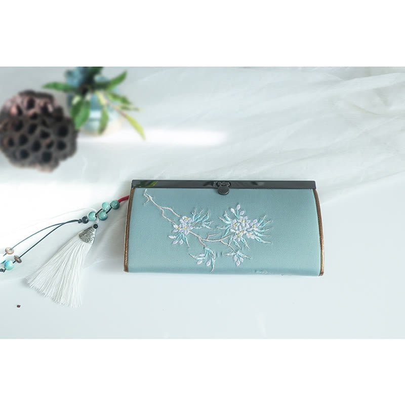 Double-sided Embroidered Floral Wallet 19cm | Spiritual Accessories