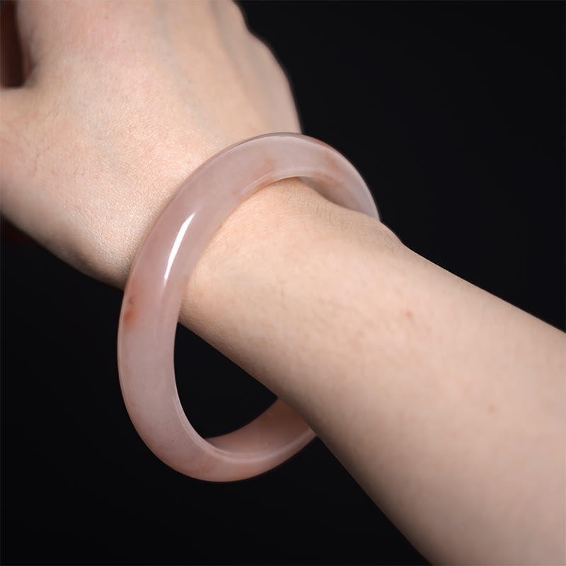 54-56mm Pink Golden Silk Jade Wealth Luck Bracelet