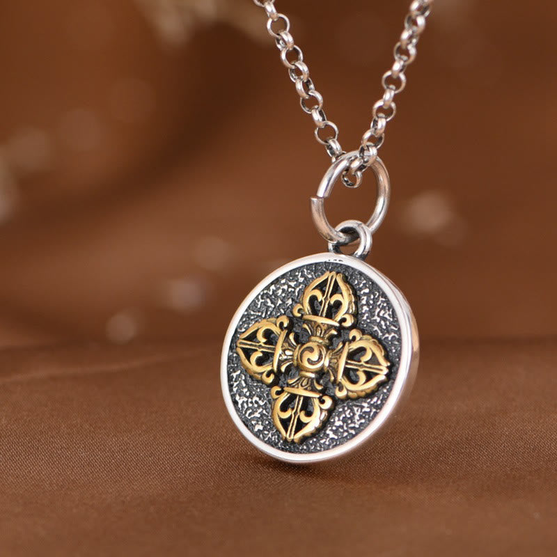 Double Dorje Vajra Necklace | 925 Sterling Silver Spiritual Pendant