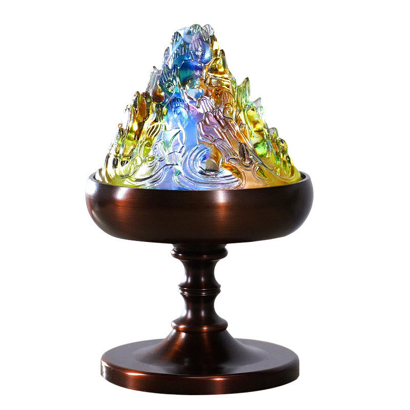 Liuli Crystal Mountain Incense Burner for Meditation and Healing