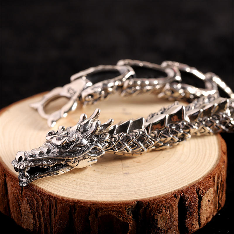 925 Sterling Silver Dragon Luck & Success Bracelet