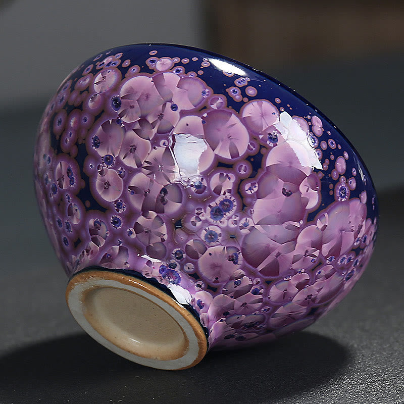 Colorful Iris Flowers Jian Zhan Teacup 110ml Ceramic