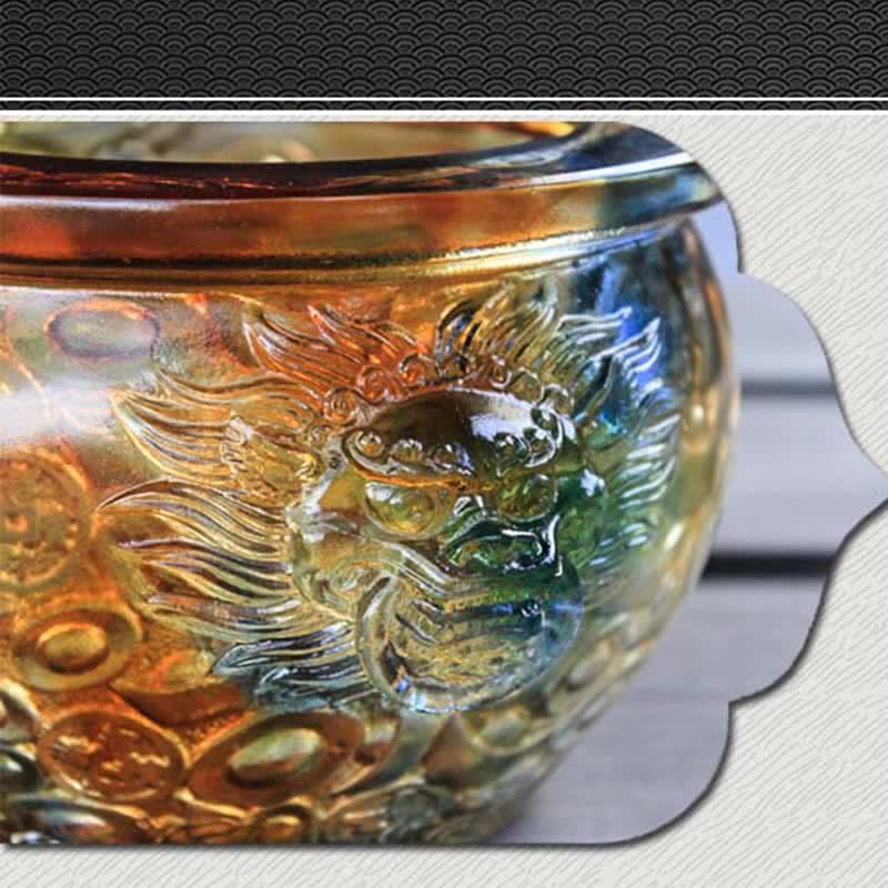 Handmade Liuli Crystal Treasure Bowl for Zen Home Decor