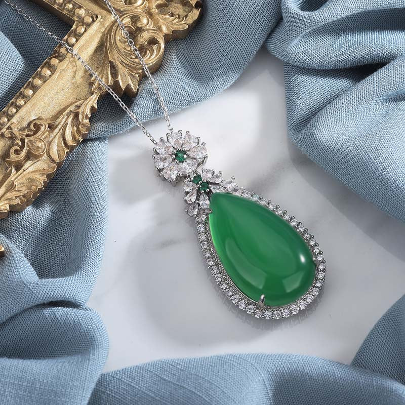 Cyan Jade Harmony Necklace 45cm for Success & Healing