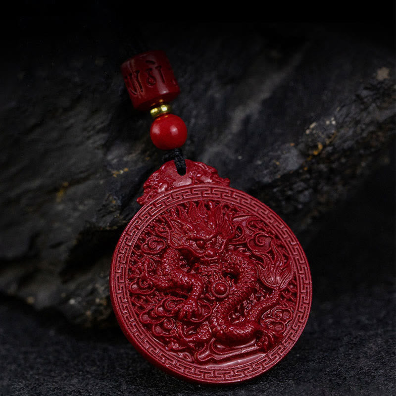 Year of the Dragon Cinnabar Protection Necklace Pendant