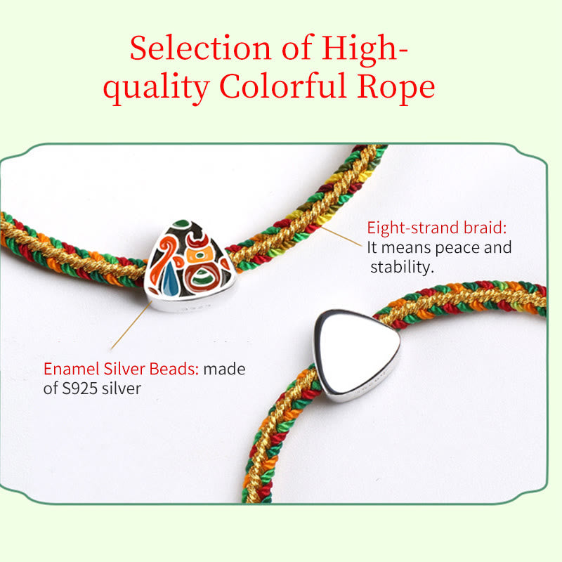 925 Sterling Silver Spiritual Bracelet with Colorful Rope | Luck & Protection
