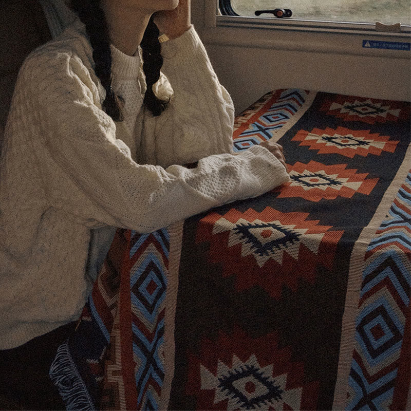 Geometric Tibetan Blanket 90x180cm Warm Comfortable Throw