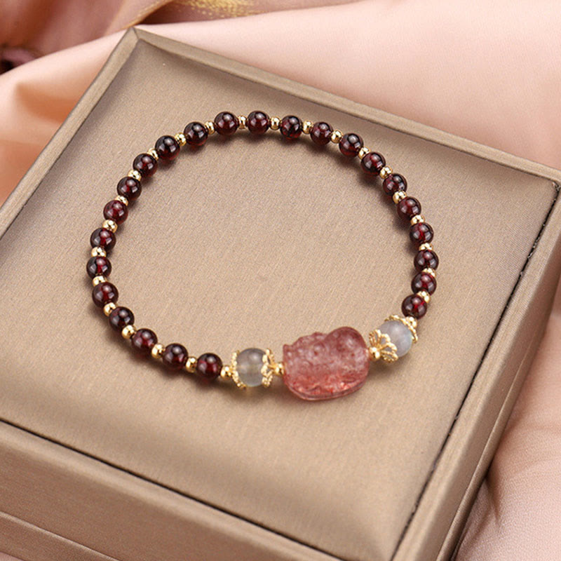 Tourmaline Garnet Pixiu 14-15cm Protection Bracelet