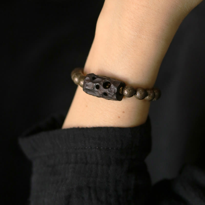 Unisex Ebony Wood Copper Balance Spiritual Bracelet 15cm