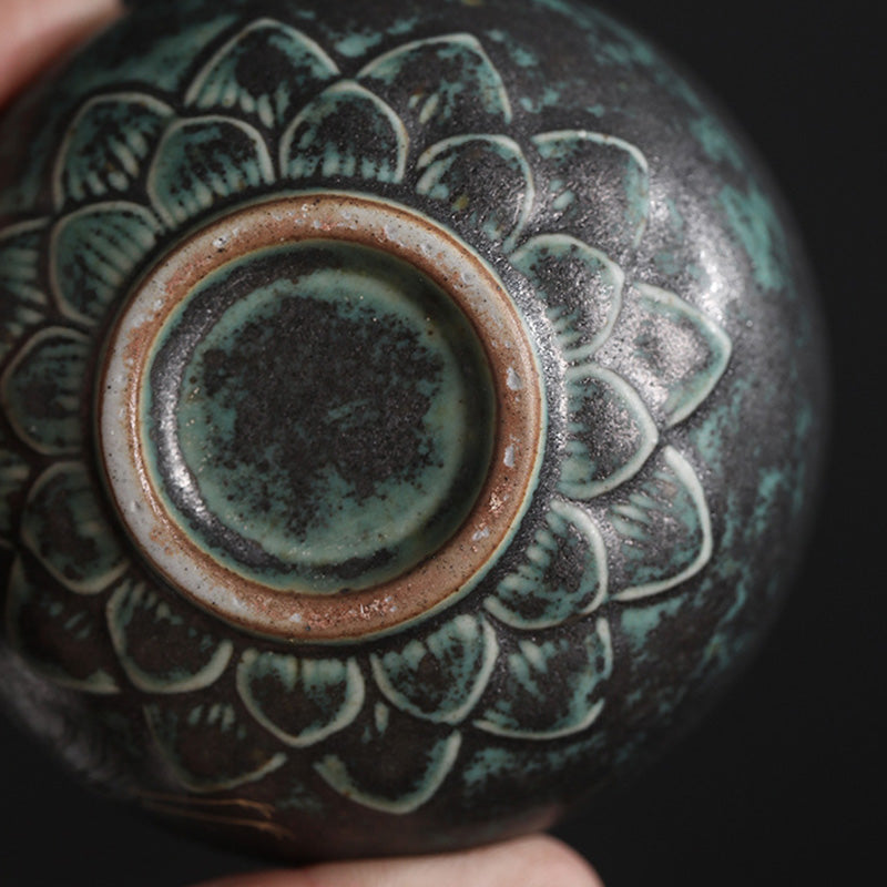 Auspicious Crane Ceramic Tea Cup for Meditation & Ritual