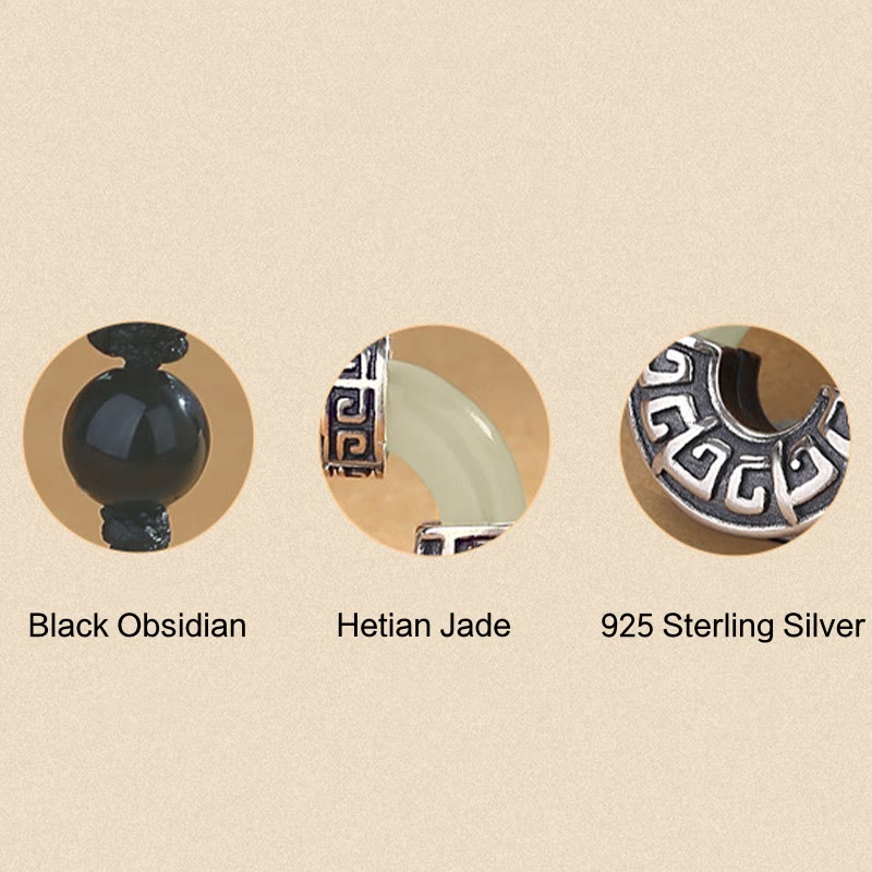 Natural Hetian Jade Peace Buckle Necklace | 925 Silver Prosperity