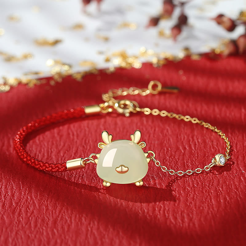 Sterling Silver Dragon Jewelry with Hetian Jade & Red Agate