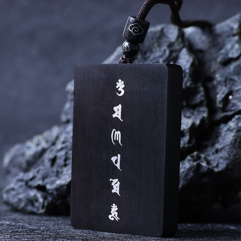 Small Leaf Red Sandalwood Om Mani Padme Hum Necklace