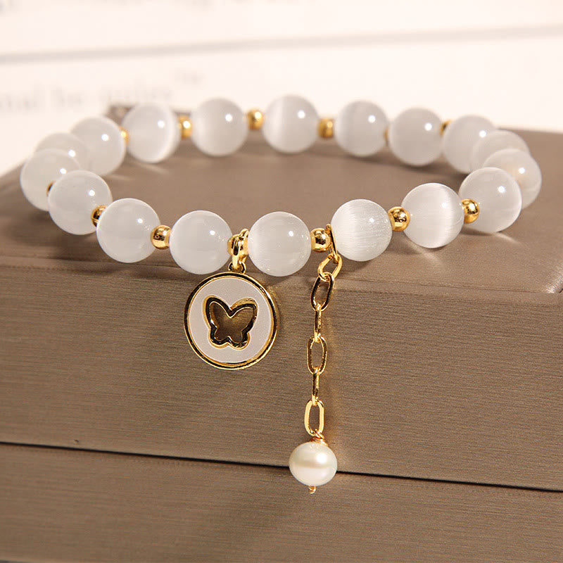 Cat's Eye Butterfly Charm Spiritual Bracelet for Peace & Love